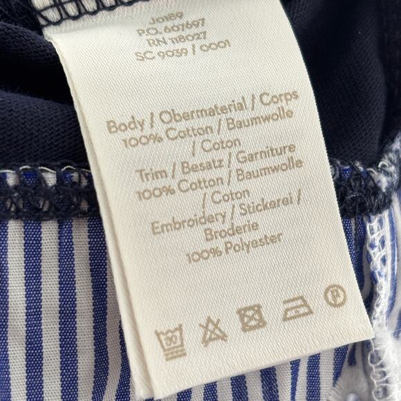 Boden Blue Jersey Broderie Striped Overlay Twofer Top - Picture 9 of 10
